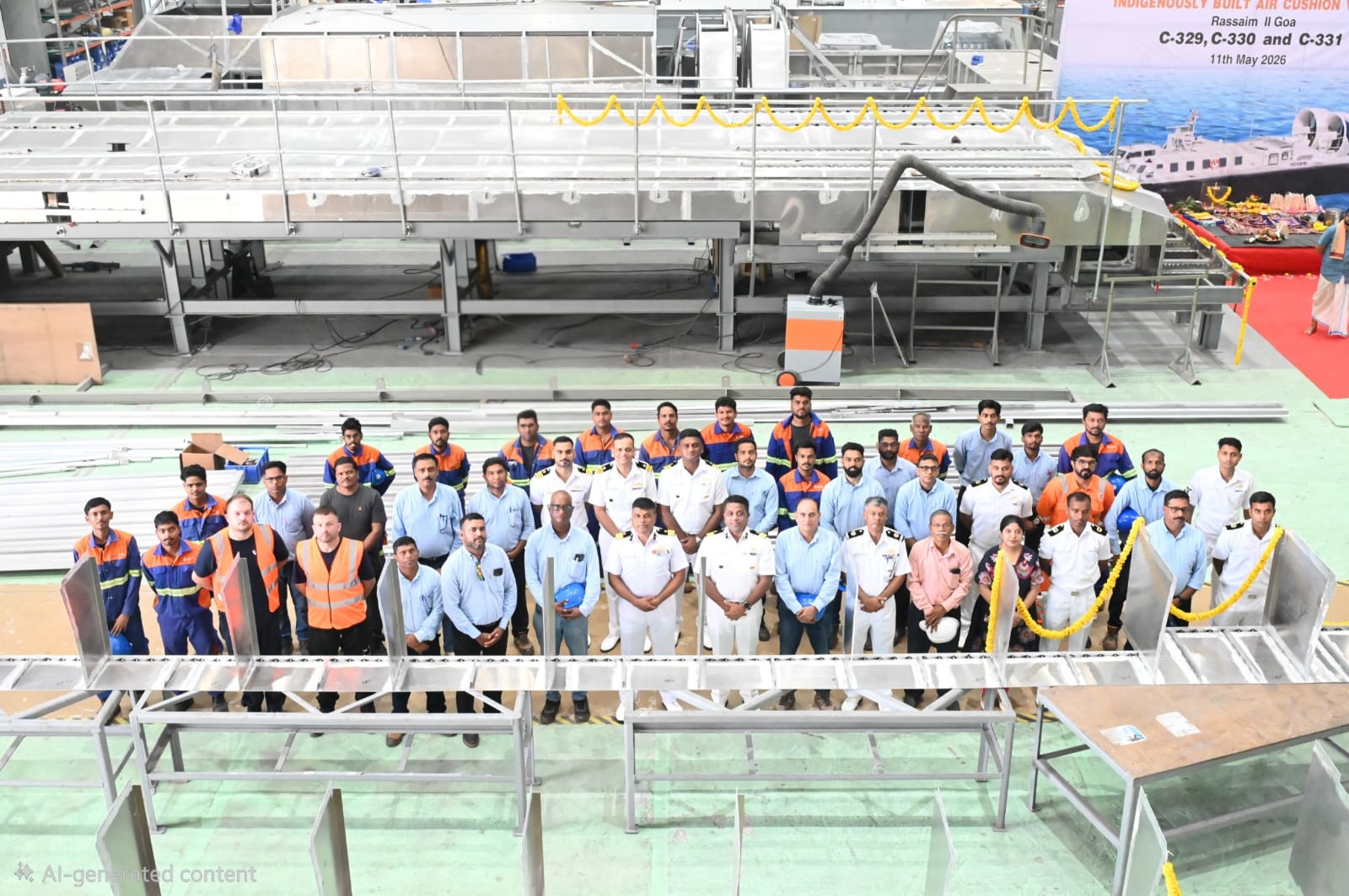 Indian Coast Guard Conducts Girder Laying Ceremony for Indigenous Air Cushion Vehicles in Goa